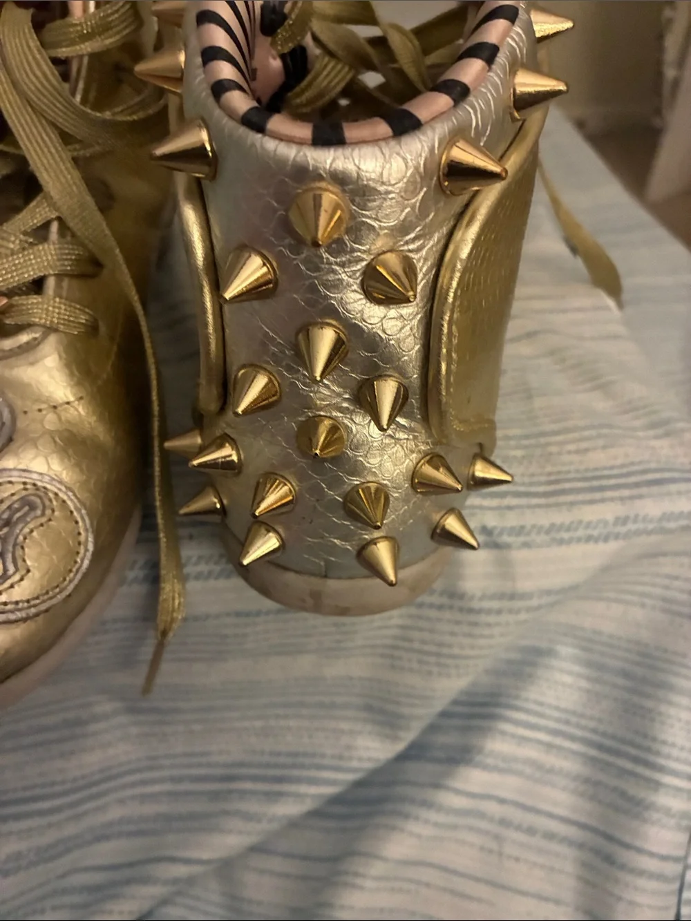 Reebok Metallic Gold High-Top Lace-Up Sneakers